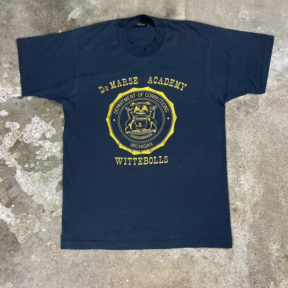 Vintage 80s‎ Corrections Department T-Shirt Size Large Black Demarse Michigan